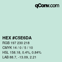 カラーコード: HEX #C5E6DA | qconv.com