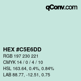 カラーコード: HEX #C5E6DD | qconv.com