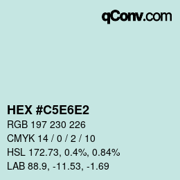 Farbcode: HEX #C5E6E2 | qconv.com