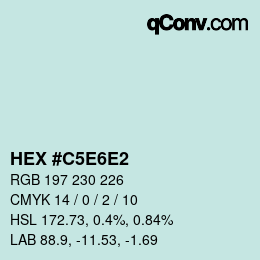 カラーコード: HEX #C5E6E2 | qconv.com