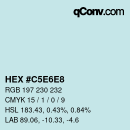 Farbcode: HEX #C5E6E8 | qconv.com