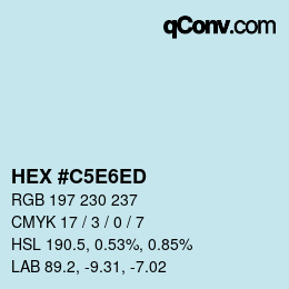 Farbcode: HEX #C5E6ED | qconv.com