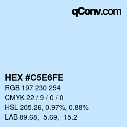 カラーコード: HEX #C5E6FE | qconv.com