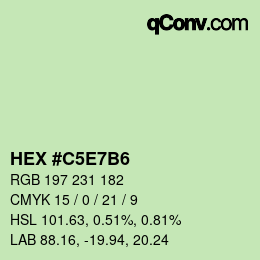 Código de color: HEX #C5E7B6 | qconv.com
