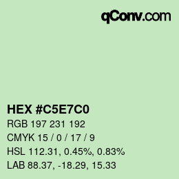 Farbcode: HEX #C5E7C0 | qconv.com