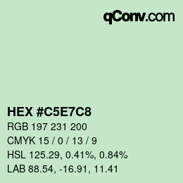 カラーコード: HEX #C5E7C8 | qconv.com