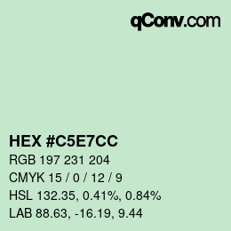 カラーコード: HEX #C5E7CC | qconv.com