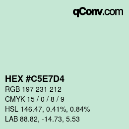 カラーコード: HEX #C5E7D4 | qconv.com
