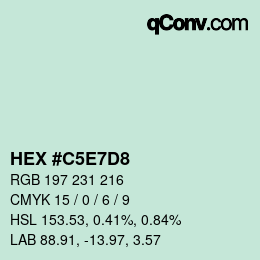 Farbcode: HEX #C5E7D8 | qconv.com