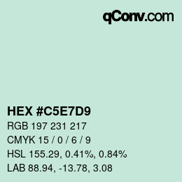 Farbcode: HEX #C5E7D9 | qconv.com