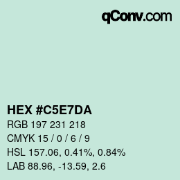 カラーコード: HEX #C5E7DA | qconv.com