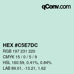 カラーコード: HEX #C5E7DC | qconv.com