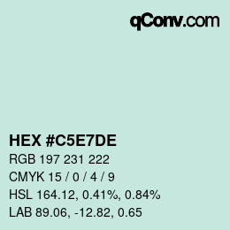 Color code: HEX #C5E7DE | qconv.com