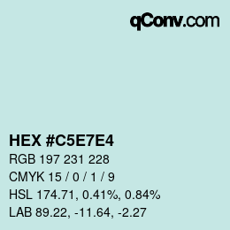 Farbcode: HEX #C5E7E4 | qconv.com