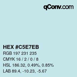 Code couleur: HEX #C5E7EB | qconv.com