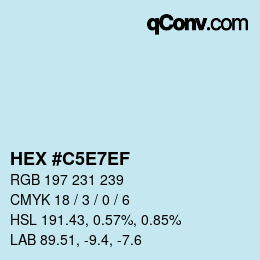颜色代码: HEX #C5E7EF | qconv.com