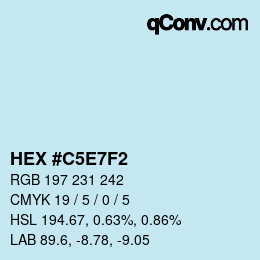 カラーコード: HEX #C5E7F2 | qconv.com