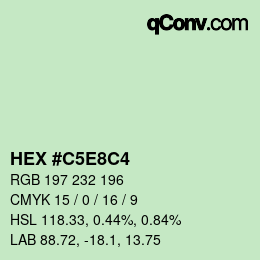 Código de color: HEX #C5E8C4 | qconv.com