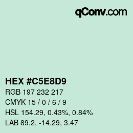 Code couleur: HEX #C5E8D9 | qconv.com