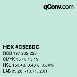 Color code: HEX #C5E8DC | qconv.com