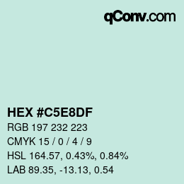 Color code: HEX #C5E8DF | qconv.com