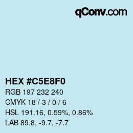 Código de color: HEX #C5E8F0 | qconv.com