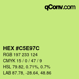 カラーコード: HEX #C5E97C | qconv.com