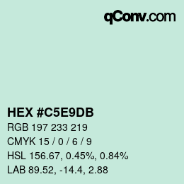 Farbcode: HEX #C5E9DB | qconv.com