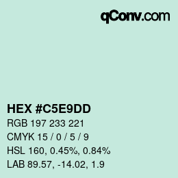 Color code: HEX #C5E9DD | qconv.com