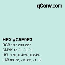 カラーコード: HEX #C5E9E3 | qconv.com
