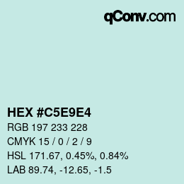 Color code: HEX #C5E9E4 | qconv.com