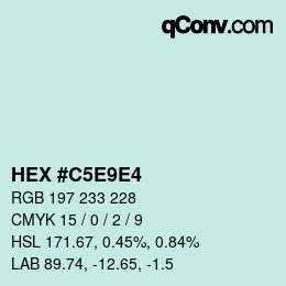 カラーコード: HEX #C5E9E4 | qconv.com