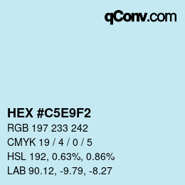 Farbcode: HEX #C5E9F2 | qconv.com