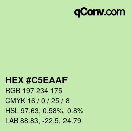 Color code: HEX #C5EAAF | qconv.com
