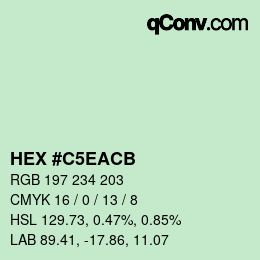 カラーコード: HEX #C5EACB | qconv.com