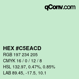 カラーコード: HEX #C5EACD | qconv.com