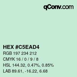 カラーコード: HEX #C5EAD4 | qconv.com