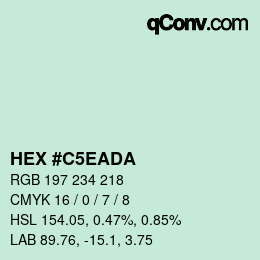 Color code: HEX #C5EADA | qconv.com