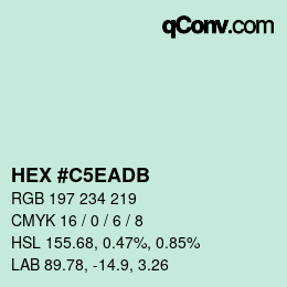 カラーコード: HEX #C5EADB | qconv.com