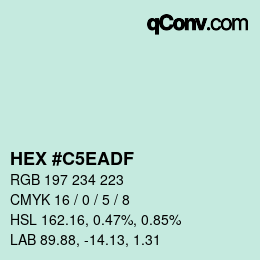 カラーコード: HEX #C5EADF | qconv.com