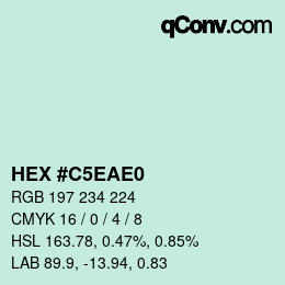 カラーコード: HEX #C5EAE0 | qconv.com