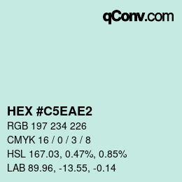 颜色代码: HEX #C5EAE2 | qconv.com