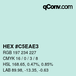 カラーコード: HEX #C5EAE3 | qconv.com