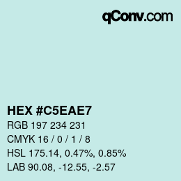 Farbcode: HEX #C5EAE7 | qconv.com