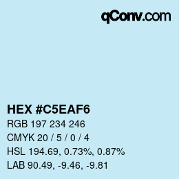 Farbcode: HEX #C5EAF6 | qconv.com