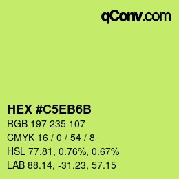 颜色代码: HEX #C5EB6B | qconv.com