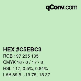 颜色代码: HEX #C5EBC3 | qconv.com