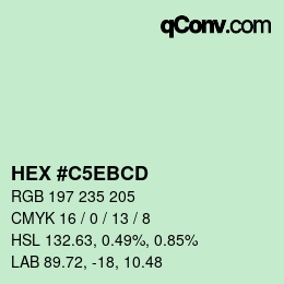 カラーコード: HEX #C5EBCD | qconv.com
