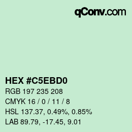 カラーコード: HEX #C5EBD0 | qconv.com