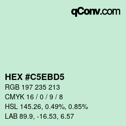 カラーコード: HEX #C5EBD5 | qconv.com